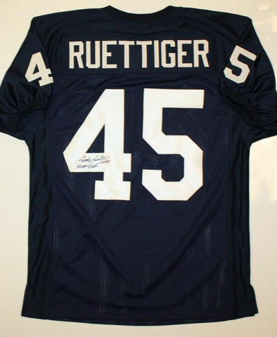 Rudy Ruettiger Never Quit Signed / Autographed Navy Blue Jersey- JSA Auth