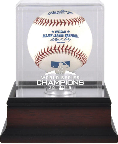 Boston Red Sox 2018 World Series Champs Mahogany Logo Baseball Display Case