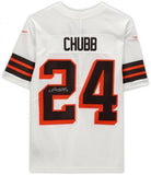 FRMD Nick Chubb Cleveland Browns Signed White Alternate Nike Limited Jersey