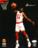 Hakeem Olajuwon Houston Rockets Autographed 8x10 Spotlight Photo- JSA W *Silver