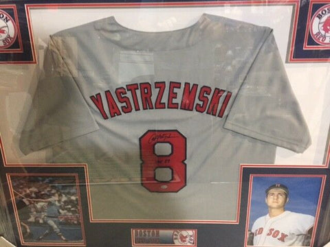 Carl Yastrzemski YAZ Framed 35x43 Red Sox Jersey / 1967 MVP & Triple Crown