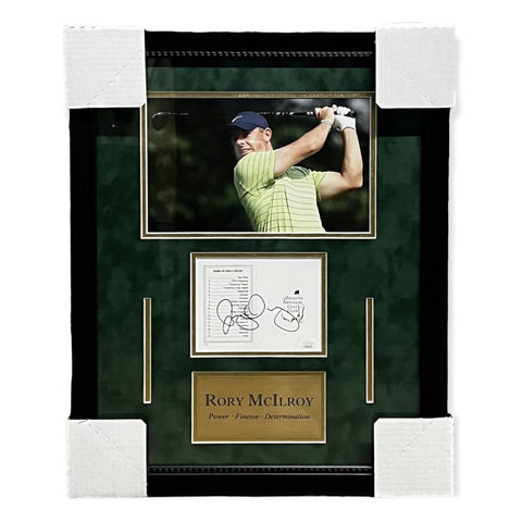 Rory Mcilroy Signed Autographed Scorecard Collage Framed to 16x20 JSA