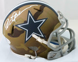 Deion Sanders Autographed Dallas Cowboys Camo Mini Helmet- Beckett W Auth *White