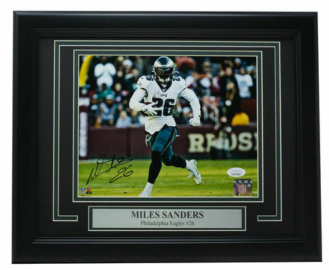 Miles Sanders Signed Framed Philadelphia Eagles 8x10 Football Photo JSA ITP