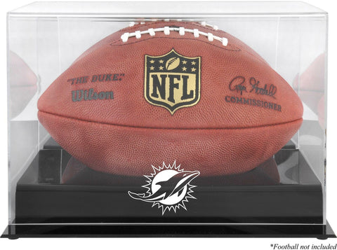 Dolphins Black Base Football Display Case with Mirror Back-Fanatics