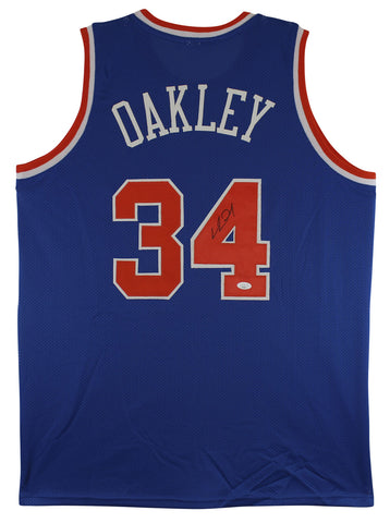 Charles Oakley Authentic Signed Blue Pro Style Jersey Autographed JSA