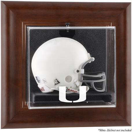 Miami Hurricanes Brown Framed Wall-Mountable Mini Helmet Display Case