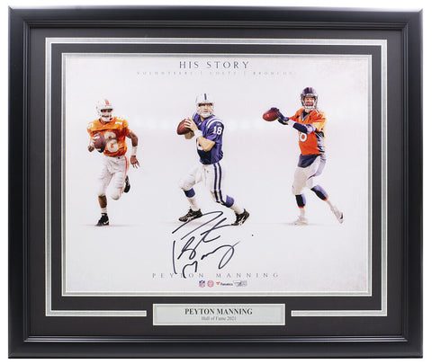 Peyton Manning Signed Framed 16x20 His Story Collage Photo Fanatics
