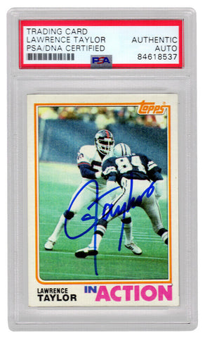 Lawrence Taylor autographed 1982 Topps In Action Rookie Card #435 (PSA/DNA)