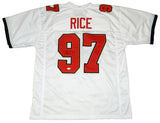 SIMEON RICE SIGNED AUTOGRAPHED TAMPA BAY BUCS BUCCANEERS #97 WHITE JERSEY JSA