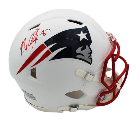 Rob Gronkowski Signed New England Patriots Speed Authentic White Matte Helmet