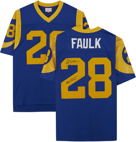 Marshall Faulk Rams Signed Royal Mitchell & Ness Replica Jersey "HOF 20XI"