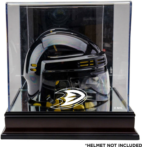 Anaheim Ducks Mahogany Logo Mini Helmet Display Case