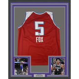 FRAMED Autographed/Signed DE'AARON FOX 33x42 Sacramento Red City Jersey BAS COA