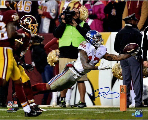 ODELL BECKHAM Jr. Autographed Giants "Diving Catch" 16 x 20 Photo STEINER
