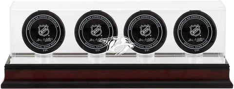 Nashville Predators Mahogany Four Hockey Puck Logo Display Case