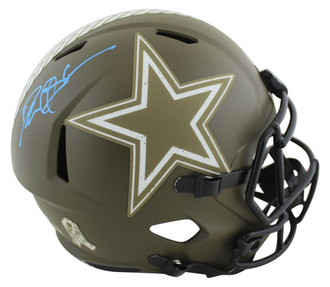 Cowboys Deion Sanders Signed Salute To Service F/S Speed Rep Helmet BAS Witness
