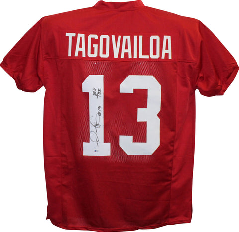 Tua Tagovialoa Autographed College Style Red XL Jersey Roll Tide BAS 26535