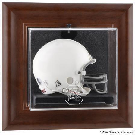 South Carolina Brown Framed Wall-Mountable Mini Helmet Display Case