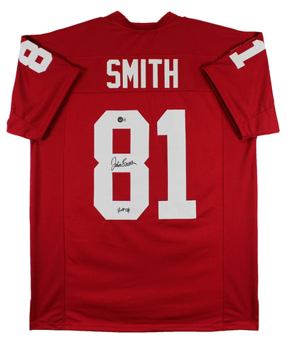 Jackie Smith "HOF 94" Authentic Signed Red Pro Style Jersey BAS Witnessed