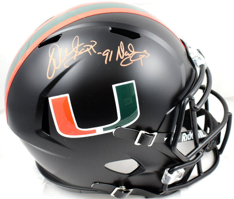 Warren Sapp Signed F/S Miami Hurricanes Speed Helmet W/Natl Champs-BeckettW Holo