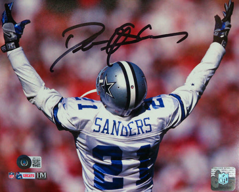 Deion Sanders Autographed Dallas Cowboys 8x10 Arms Up HM Photo-Beckett W Holo