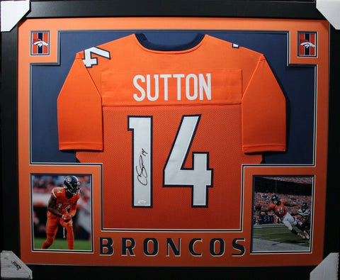 COURTLAND SUTTON (Broncos orange SKYLINE) Signed Autographed Framed Jersey JSA