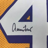 FRAMED Autographed/Signed JERRY WEST 33x42 Los Angeles Yellow Jersey JSA COA