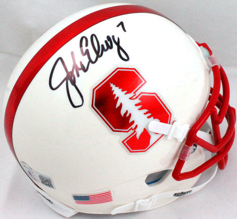 John Elway Autographed Stanford w/Chrome Schutt Mini Helmet-Beckett W Hologram