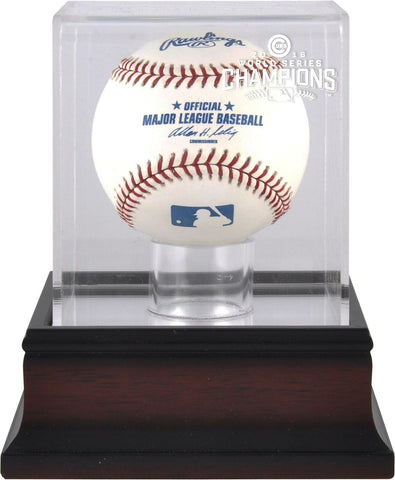 Chicago Cubs 2016 MLB World Series Champions Mahogany Logo Baseball Display Case