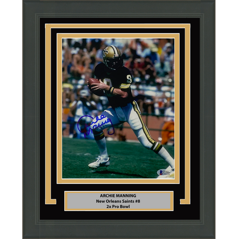 Framed Autographed/Signed Archie Manning NOLA Saints 8x10 Photo BAS COA #3