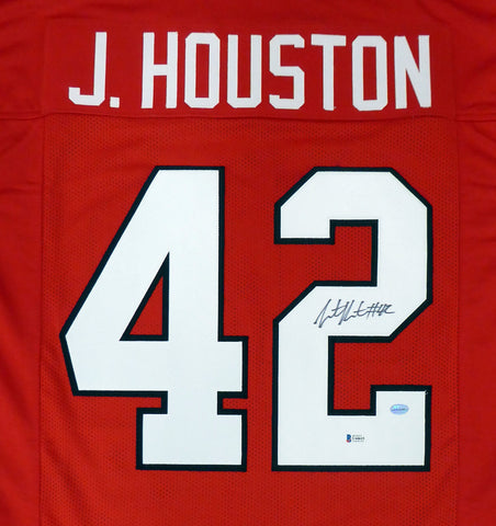 GEORGIA BULLDOGS JUSTIN HOUSTON AUTOGRAPHED SIGNED RED JERSEY BECKETT 178092
