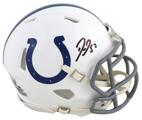 Colts Darius Leonard Authentic Signed White Speed Mini Helmet BAS Witnessed