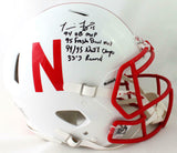Tommie Frazier Signed Nebraska F/S Speed Authentic Helmet w/4 Stats - BA W *Blk