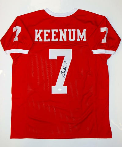 Case Keenum Autographed Red College Style Jersey- JSA W Authenticated
