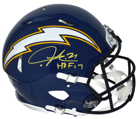 LADAINIAN TOMLINSON SIGNED SAN DIEGO CHARGERS AUTHENTIC SPEED HELMET W/ HOF 17