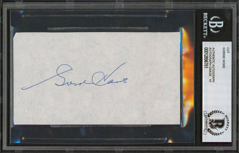 Red Wings Gordie Howe Signed 2.75x5 Cut Signature Auto Graded 10! BAS Slabbed