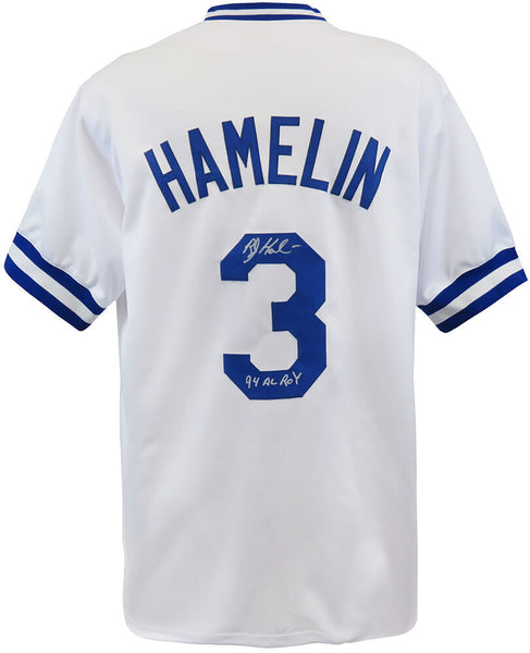 Bob Hamelin Signed White Custom Baseball Jersey w/94 AL ROY - (SCHWARTZ COA)