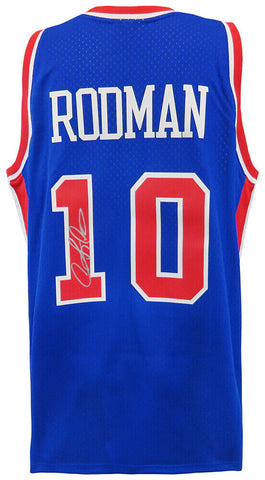 Dennis Rodman Signed Pistons 88 Blue M&N NBA Swingman Basketball Jersey (SS COA)