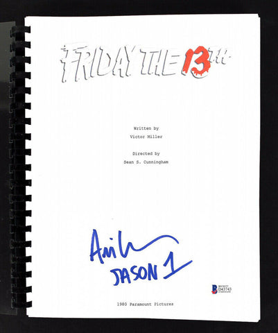 Ari Lehman Signed "Friday the 13th" Movie Script Beckett COA Inscribed "Jason 1"