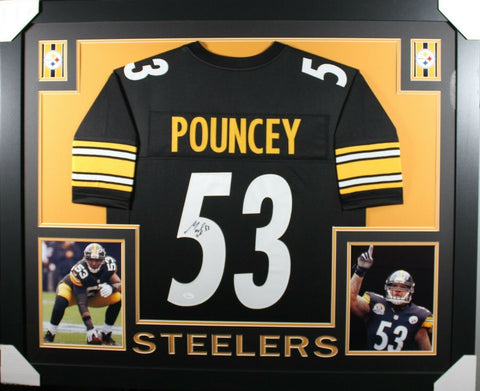 MAURKICE POUNCEY (Steelers black SKYLINE) Signed Autographed Framed Jersey JSA