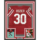 FRAMED Autographed/Signed MIKE ROZIER 33x42 Heisman 1983 Red Jersey Tristar COA