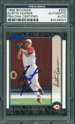 Reds Austin Kearns Authentic Signed Card 1999 Bowman Rookie #200 PSA/DNA Slabbed