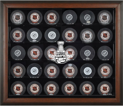 St. Louis Blues 2019 Stanley Cup Champions Brown Frmd 30-Puck Logo Display Case