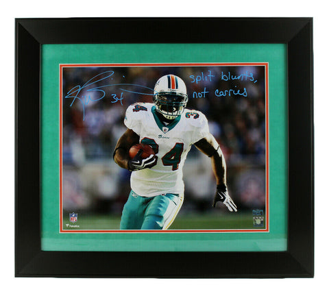 Ricky Williams Signed Miami Dolphins Framed 16x20 Photo- Split Blunt Not Carri "