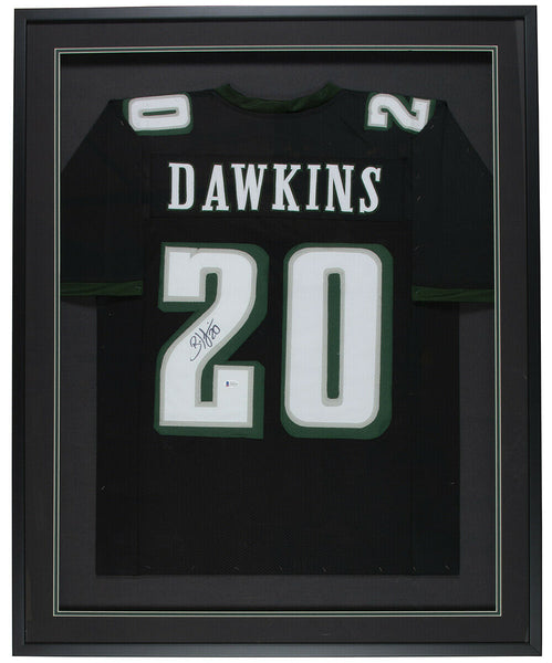 Brian Dawkins Signed Framed Custom Black Pro Style Football Jersey BAS