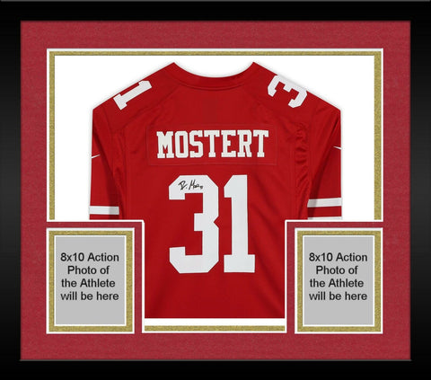 Framed Raheem Mostert San Francisco 49ers Autographed Red Nike Game Jersey