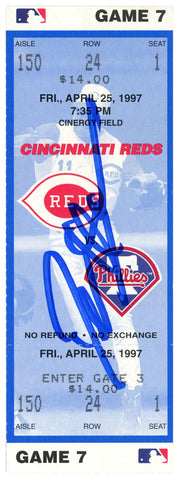 Deion Sanders Signed Cincinnati Reds 4/25/1997 vs Phillies Ticket BAS 37195