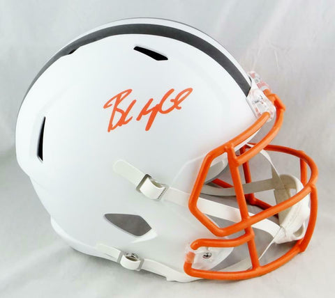 Baker Mayfield Signed Cleveland Browns F/S Flat White Helmet- Beckett W Auth