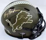 Barry Sanders Signed Lions Salute to Service Speed Mini Helmet-Beckett W Holo
